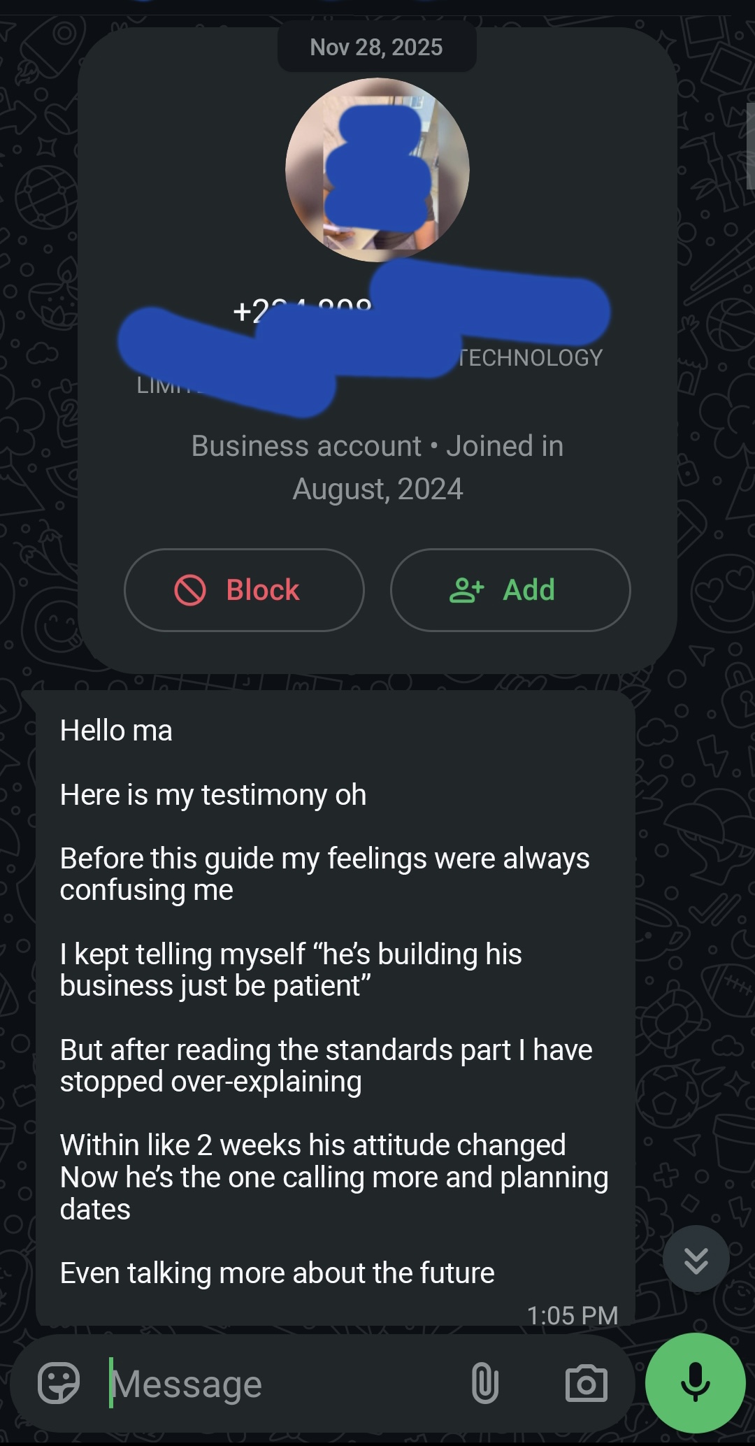 Customer testimonial